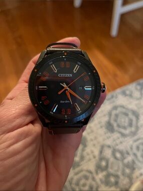 Citizen Black and Orange Dial Men's Eco-Drive Watch